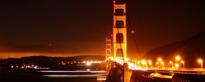 Preview wallpaper bridge, road, lights, night