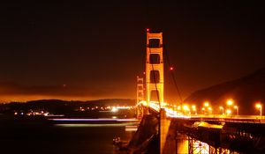 Preview wallpaper bridge, road, lights, night