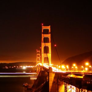 Preview wallpaper bridge, road, lights, night