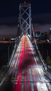 Preview wallpaper bridge, road, night city, backlight