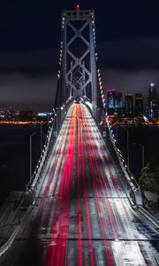 Preview wallpaper bridge, road, night city, backlight