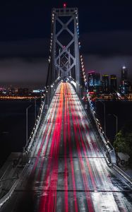 Preview wallpaper bridge, road, night city, backlight