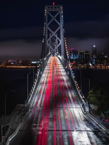 Preview wallpaper bridge, road, night city, backlight
