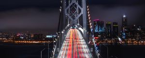Preview wallpaper bridge, road, night city, backlight