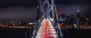 Preview wallpaper bridge, road, night city, backlight