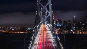 Preview wallpaper bridge, road, night city, backlight