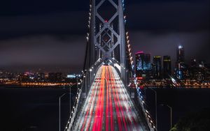 Preview wallpaper bridge, road, night city, backlight