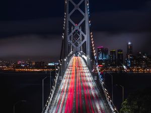 Preview wallpaper bridge, road, night city, backlight
