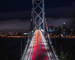 Preview wallpaper bridge, road, night city, backlight