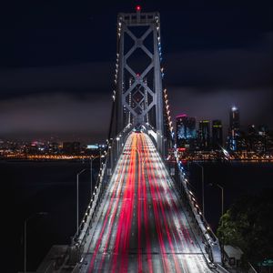 Preview wallpaper bridge, road, night city, backlight