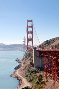 Preview wallpaper bridge, road, pilings, sea