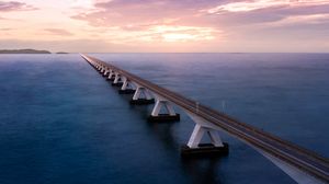 Preview wallpaper bridge, road, sea, twilight