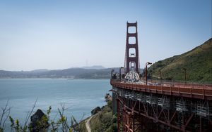 Preview wallpaper bridge, road, sea, construction