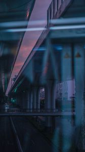 Preview wallpaper bridge, road, speed, city, dusk