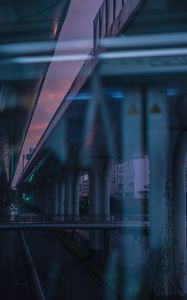 Preview wallpaper bridge, road, speed, city, dusk