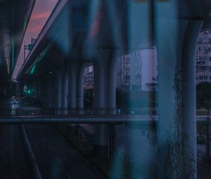 Preview wallpaper bridge, road, speed, city, dusk