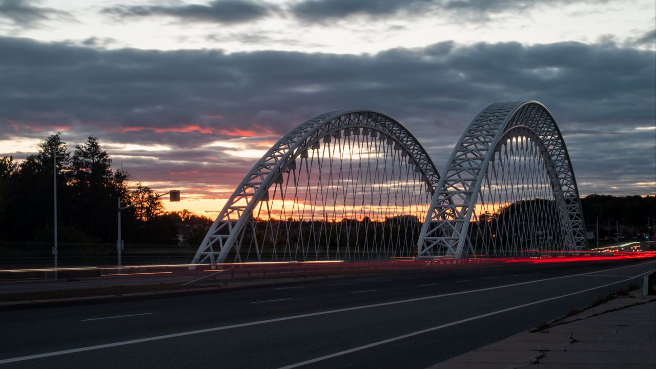 Wallpaper bridge, road, sunset hd, picture, image