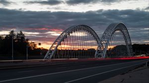 Preview wallpaper bridge, road, sunset