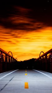 Preview wallpaper bridge, road, sunset, dusk, dark