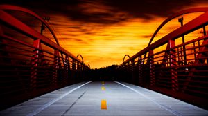 Preview wallpaper bridge, road, sunset, dusk, dark