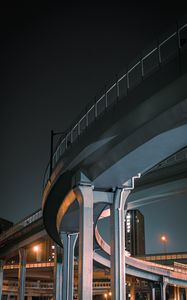 Preview wallpaper bridge, road, turn, construction, lights