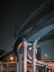 Preview wallpaper bridge, road, turn, construction, lights