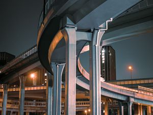 Preview wallpaper bridge, road, turn, construction, lights