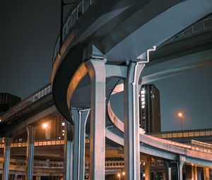 Preview wallpaper bridge, road, turn, construction, lights