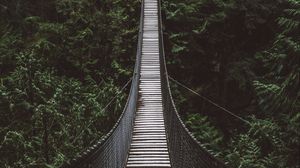 Preview wallpaper bridge, rope bridge, suspension bridge, forest, trees, height