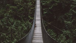 Preview wallpaper bridge, rope bridge, suspension bridge, forest, trees, height