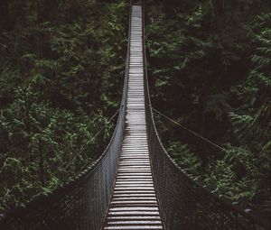 Preview wallpaper bridge, rope bridge, suspension bridge, forest, trees, height