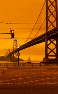 Preview wallpaper bridge, sailboat, architecture, road