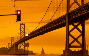 Preview wallpaper bridge, sailboat, architecture, road