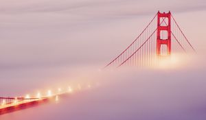 Preview wallpaper bridge, san francisco, fog, lights, sky