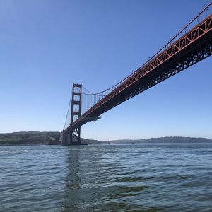 Preview wallpaper bridge, sea, hills, sky