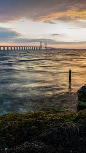 Preview wallpaper bridge, sea, horizon