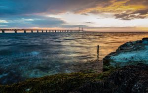 Preview wallpaper bridge, sea, horizon