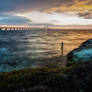 Preview wallpaper bridge, sea, horizon