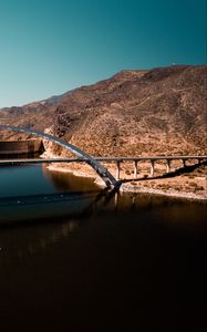 Preview wallpaper bridge, sea, sky, tops