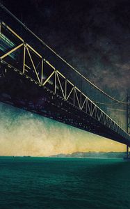 Preview wallpaper bridge, sea, sky, night