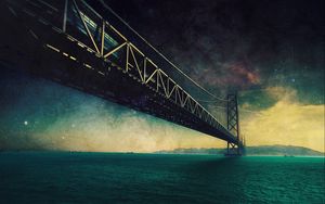 Preview wallpaper bridge, sea, sky, night