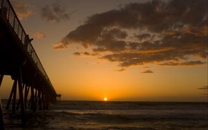 Preview wallpaper bridge, sea, sky, sunset