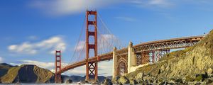 Preview wallpaper bridge, sea, stones, sky