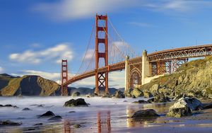 Preview wallpaper bridge, sea, stones, sky