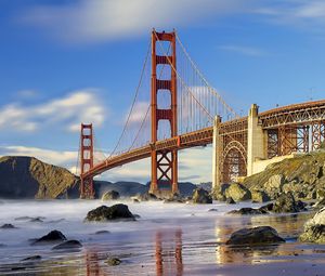 Preview wallpaper bridge, sea, stones, sky