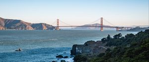 Preview wallpaper bridge, sea, stones, trees, nature