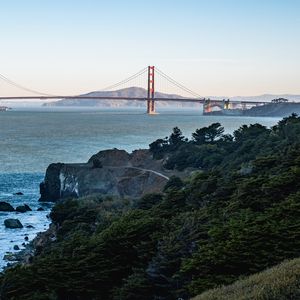 Preview wallpaper bridge, sea, stones, trees, nature