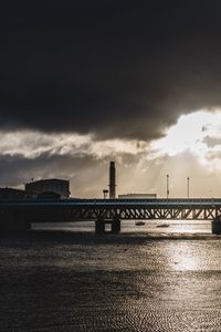 Preview wallpaper bridge, sea, tower, dark