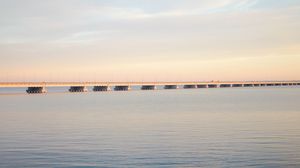Preview wallpaper bridge, sea, water, sky, horizon