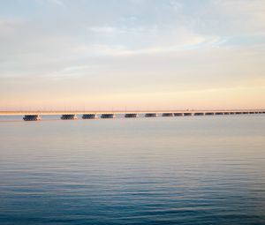 Preview wallpaper bridge, sea, water, sky, horizon